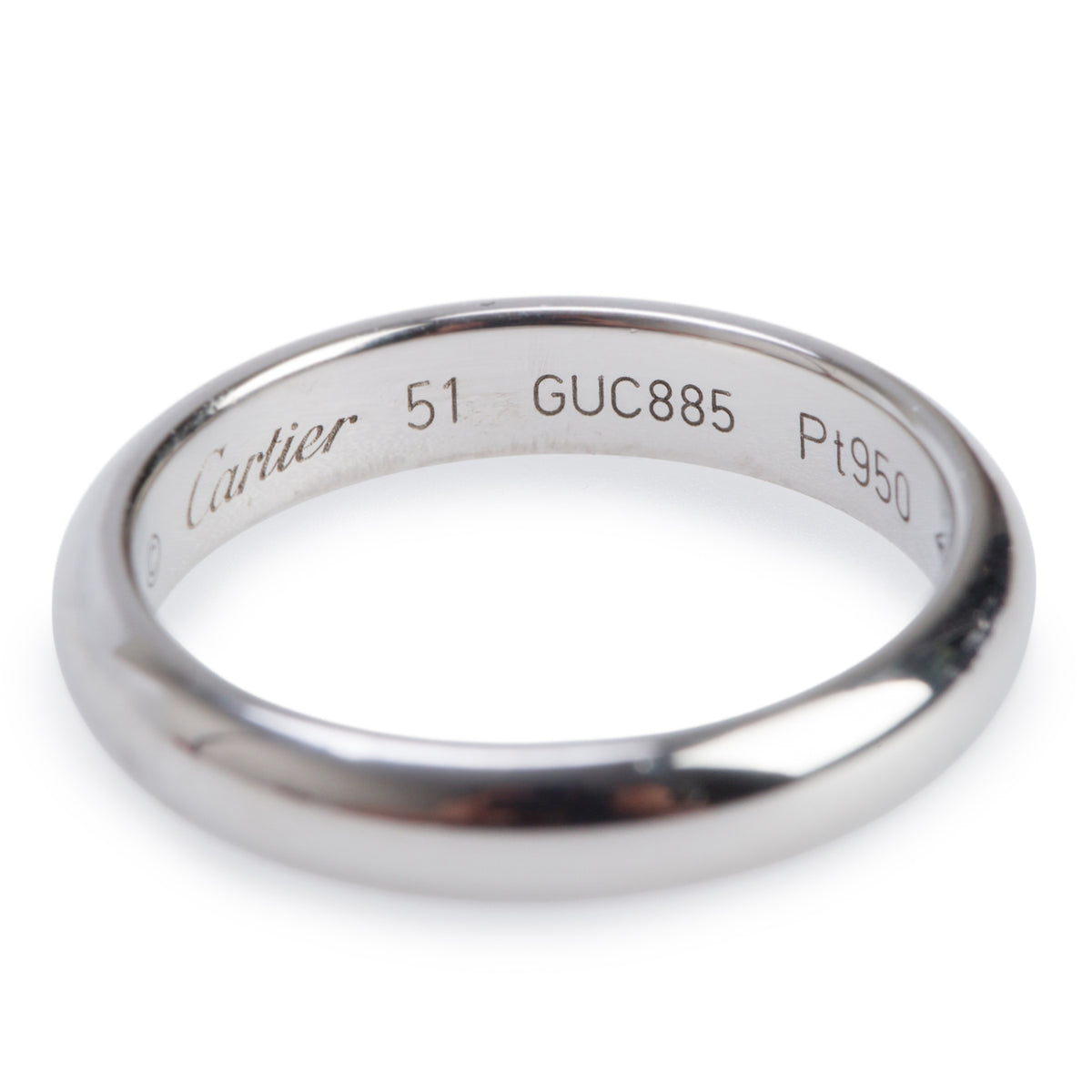 Cartier Platinum 1895 3.5 MM Wedding Band Ring, Size 51 5.75 w/ Box & Certificate