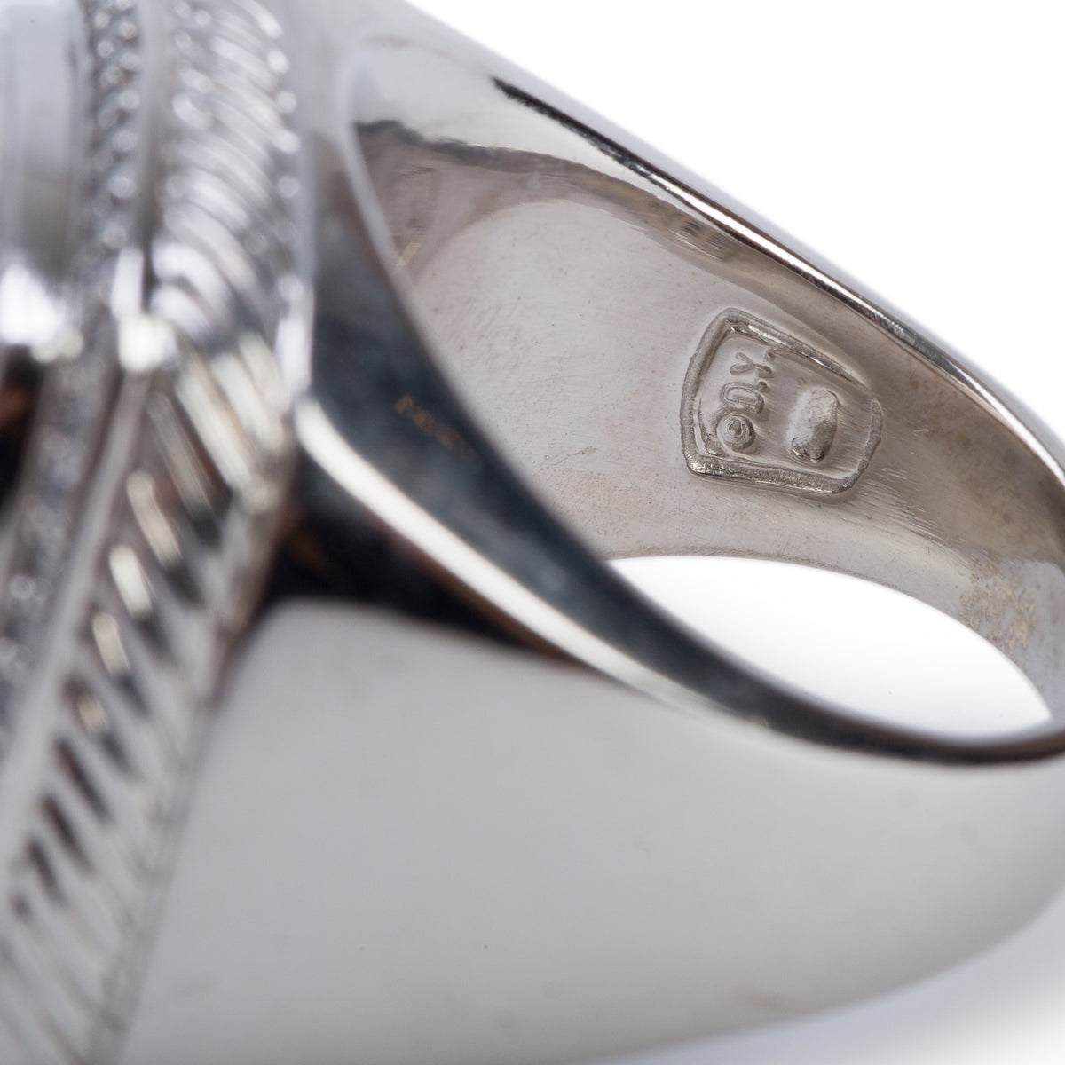 David Yurman 18k White Gold Diamond Albion Ring, Size 11.75
