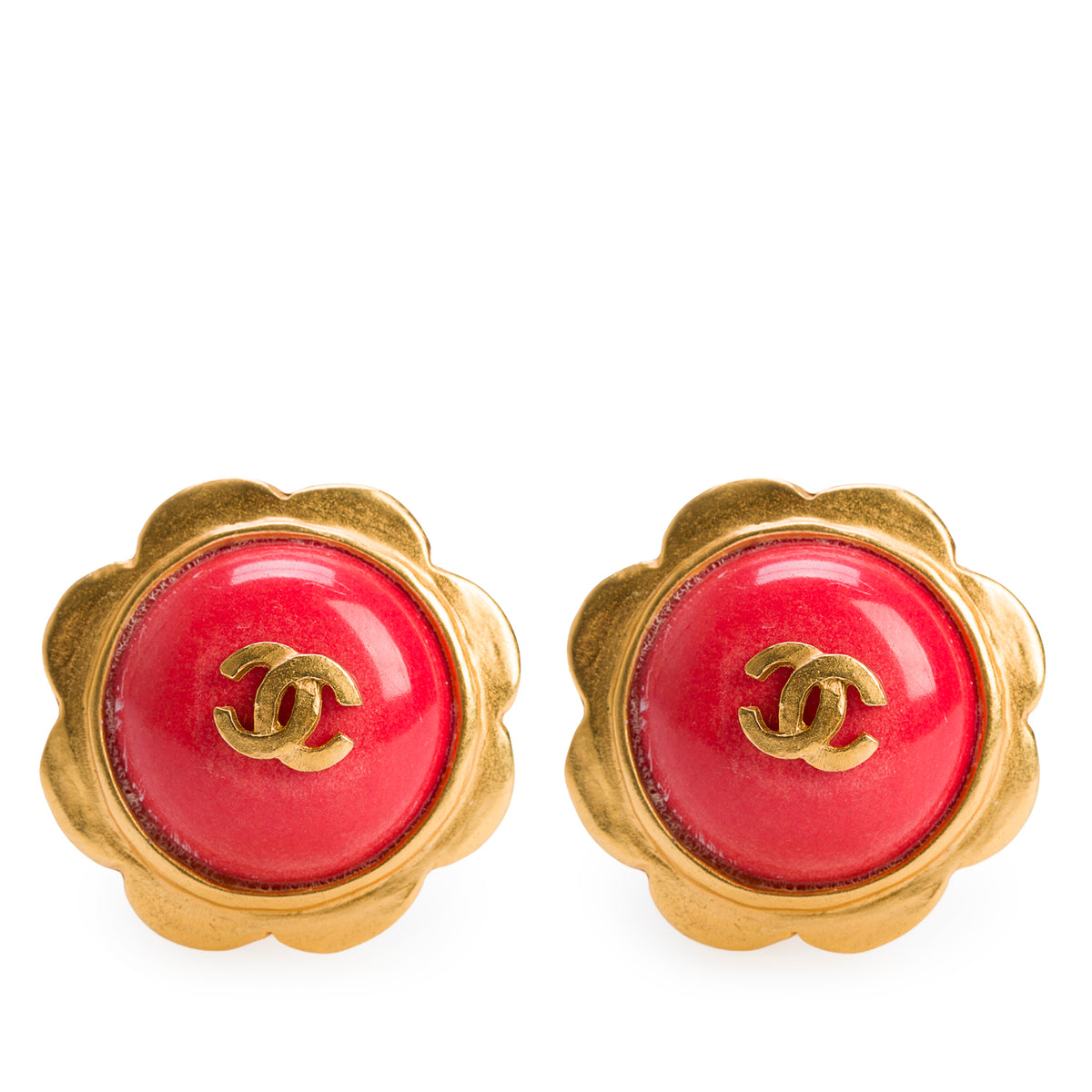 Chanel Vintage Gold Plated Flower Clip-On Earrings