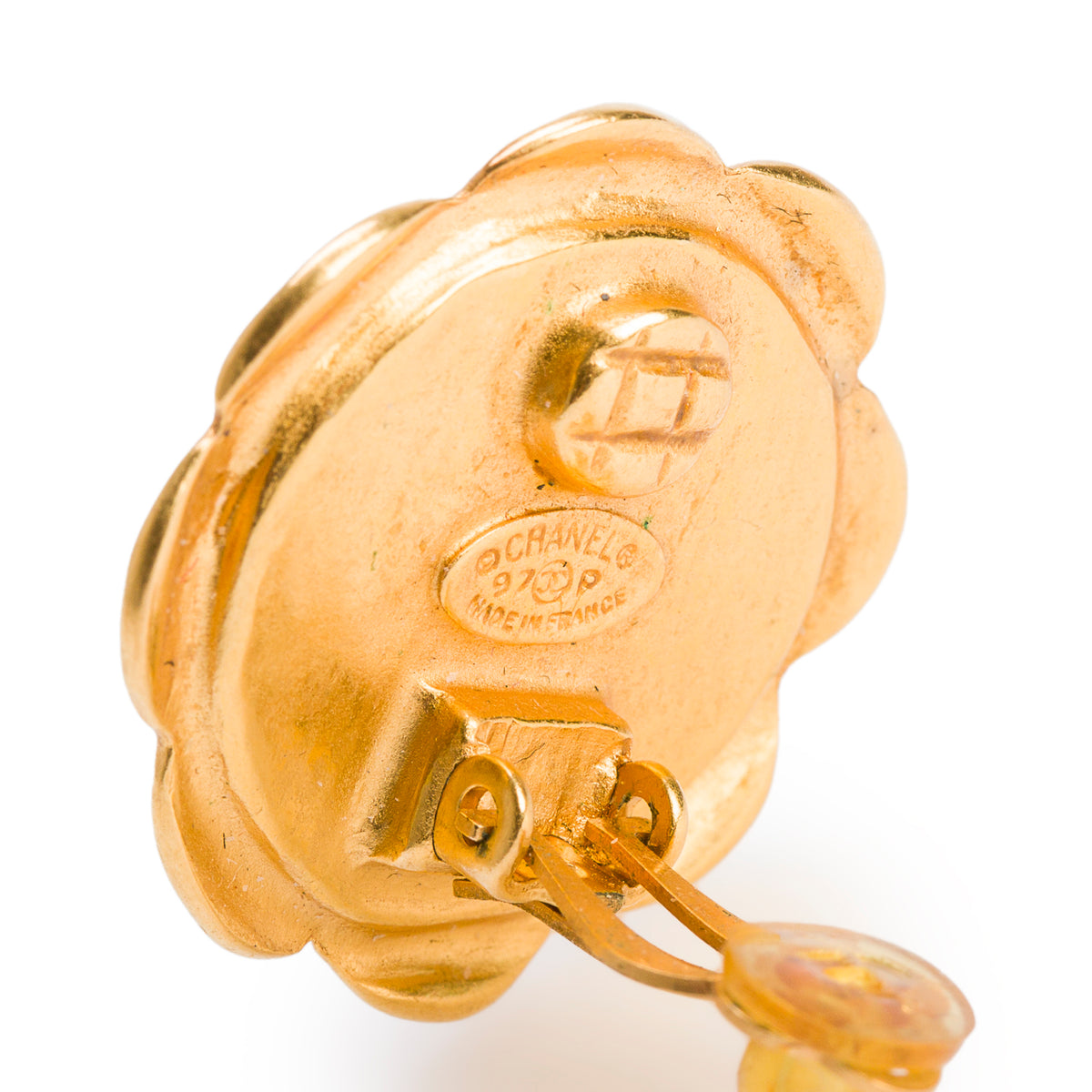 Chanel Vintage Gold Plated Flower Clip-On Earrings