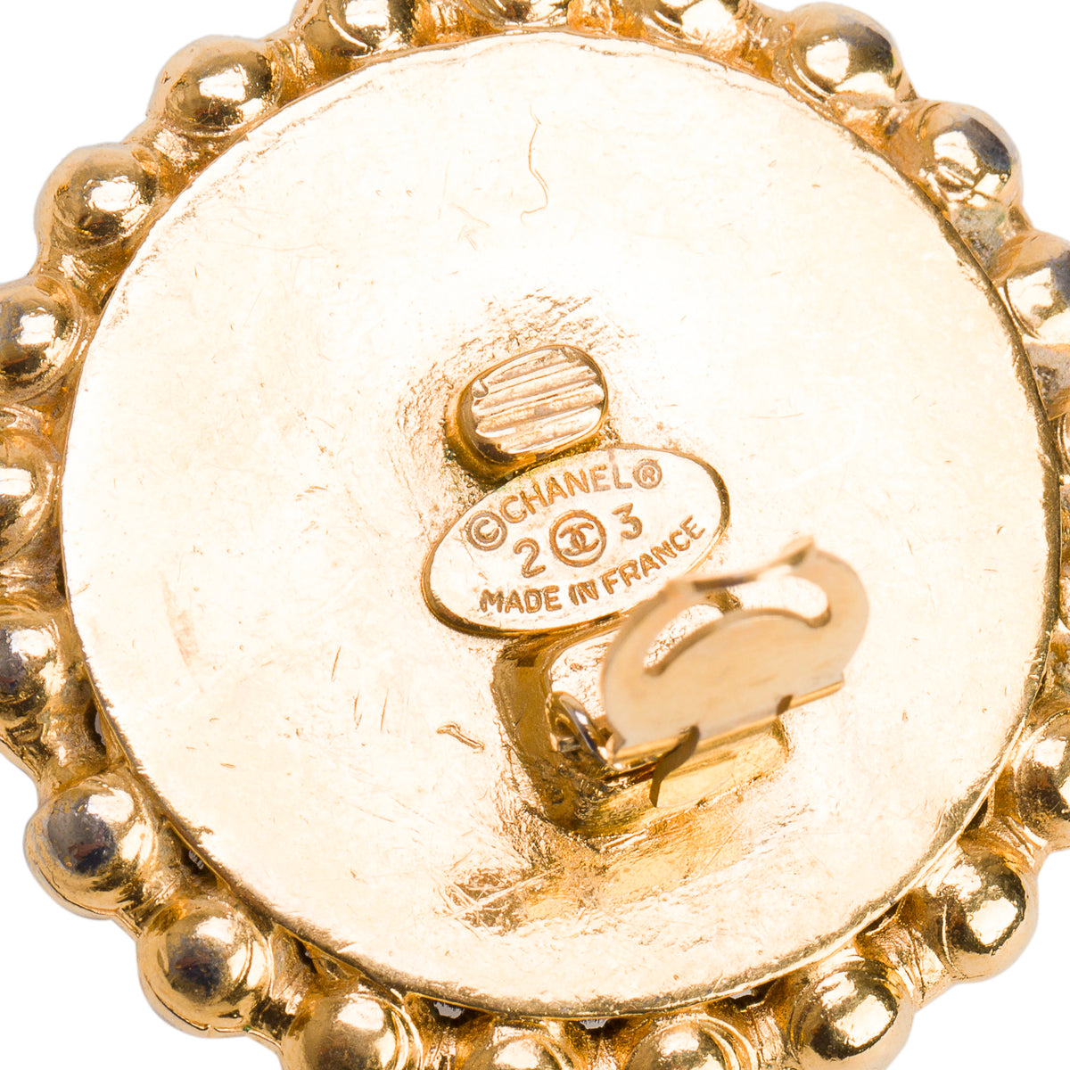 Chanel Vintage Gold-Plated Black Velvet CC Clip-On Earrings