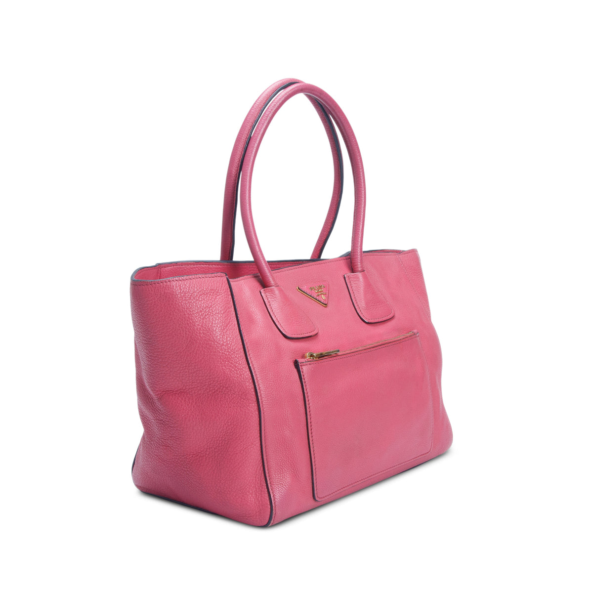 Prada Pink Vitello Daino Leather Pocket Zip Tote w/ Strap