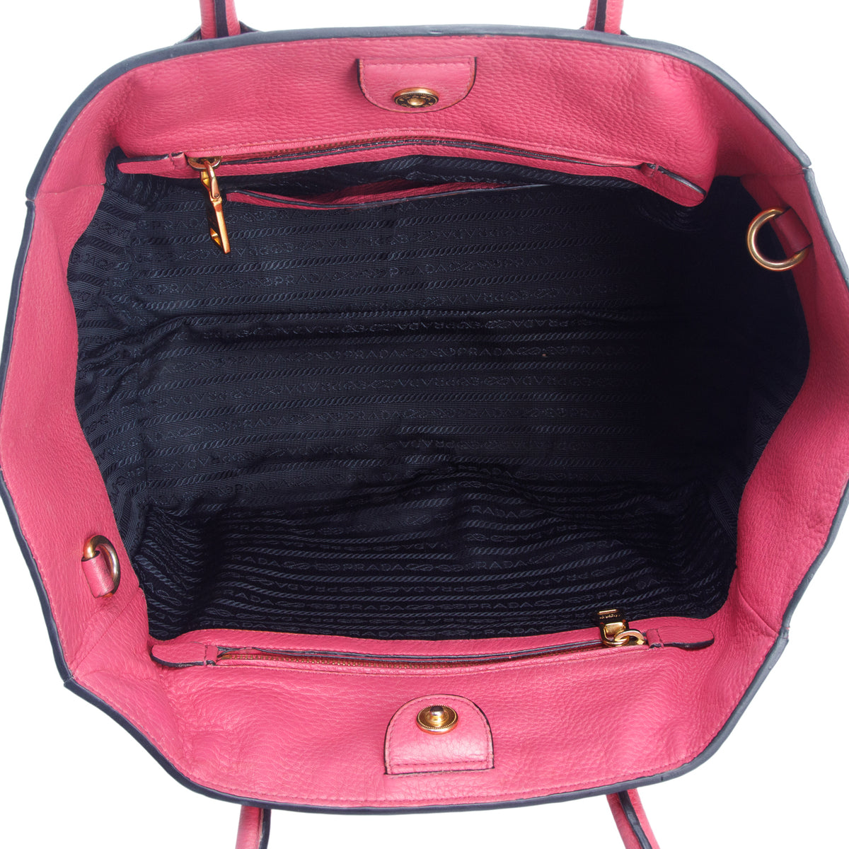 Prada Pink Vitello Daino Leather Pocket Zip Tote w/ Strap