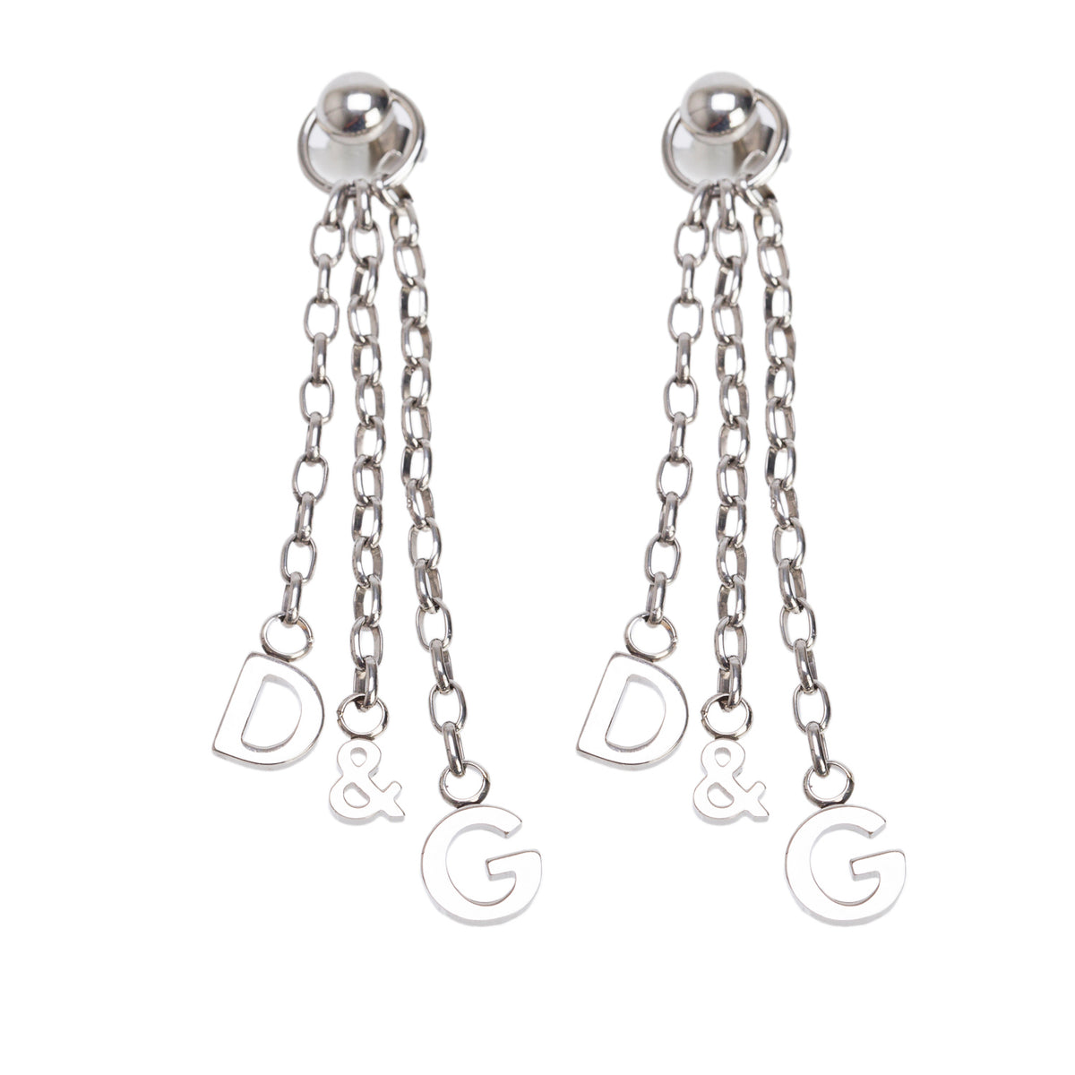Dolce & Gabbana Silver-Tone Metal Logo Drop Earrings
