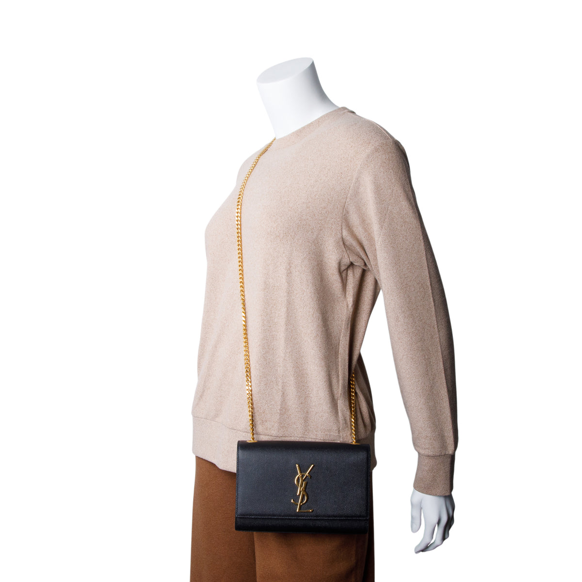 Saint Laurent 2025 Black Grain De Poudre Small Kate Chain Bag w/ Box & Receipt