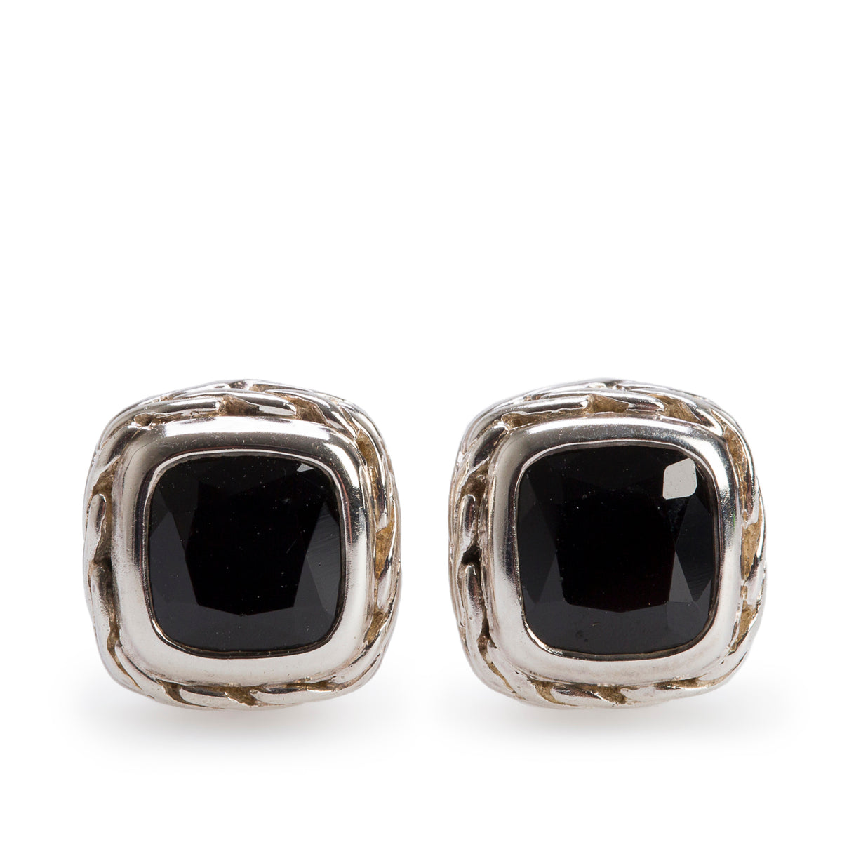 John Hardy Sterling Silver Black Onyx Classic Chain Stud Earrings