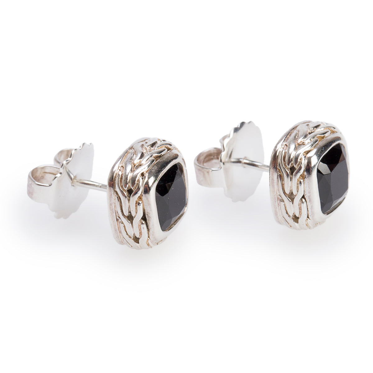 John Hardy Sterling Silver Black Onyx Classic Chain Stud Earrings