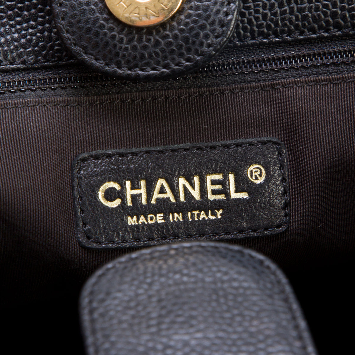 Chanel Black Caviar Quilted Petite Shopping Tote PST w/ Box & Authenticity Card