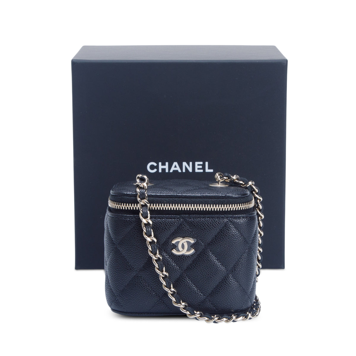 Chanel 2026 Black Quilted Caviar Mini Vanity Case w/ Box & Receipt