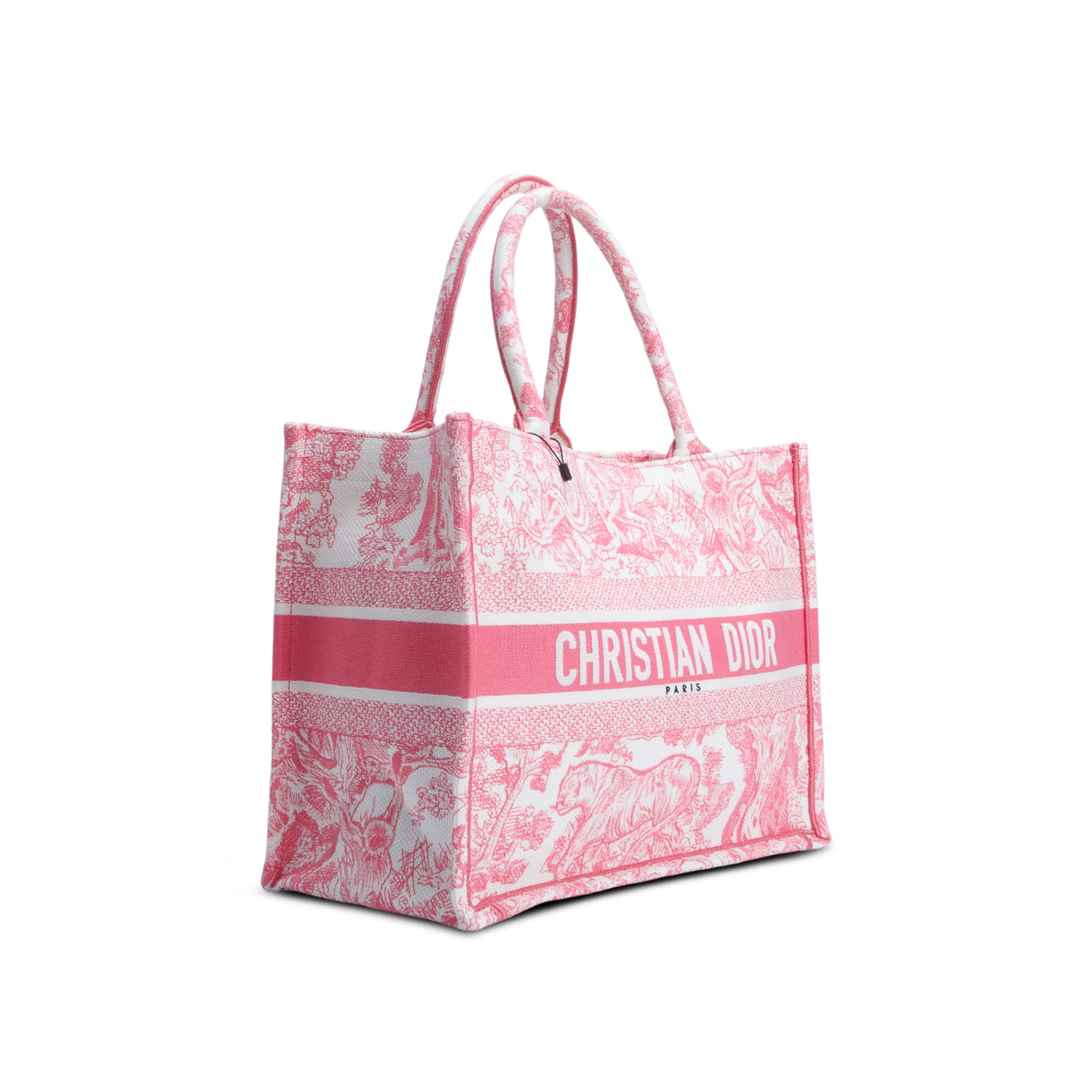 Christian Dior 2024 Pink Canvas Embroidered Medium Dioriviera Toile De Jouy Book Tote w/ Authenticity Card