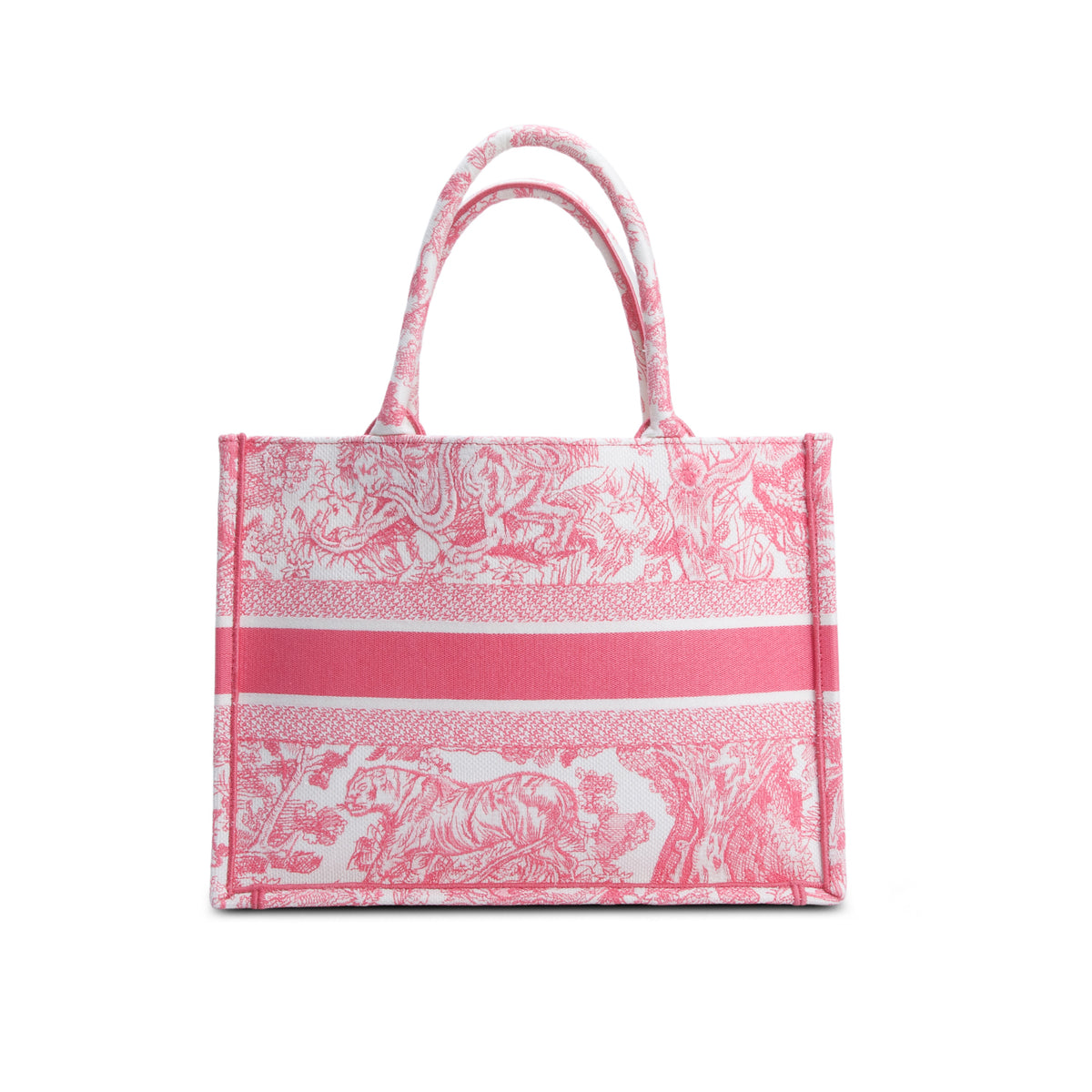 Christian Dior 2024 Pink Canvas Embroidered Medium Dioriviera Toile De Jouy Book Tote w/ Authenticity Card