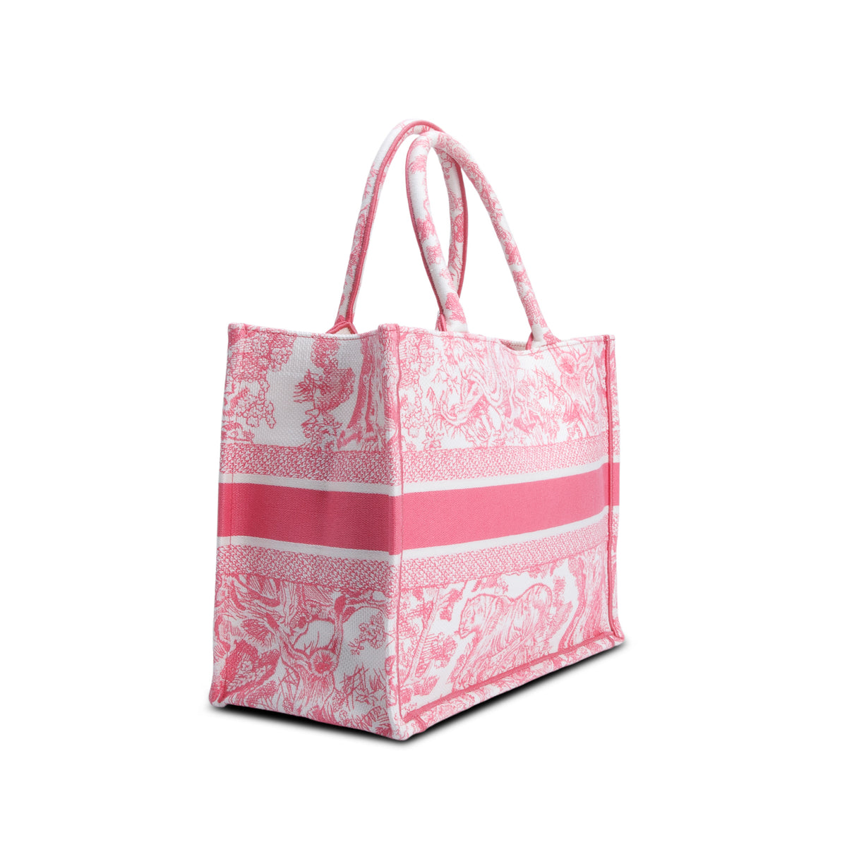 Christian Dior 2024 Pink Canvas Embroidered Medium Dioriviera Toile De Jouy Book Tote w/ Authenticity Card
