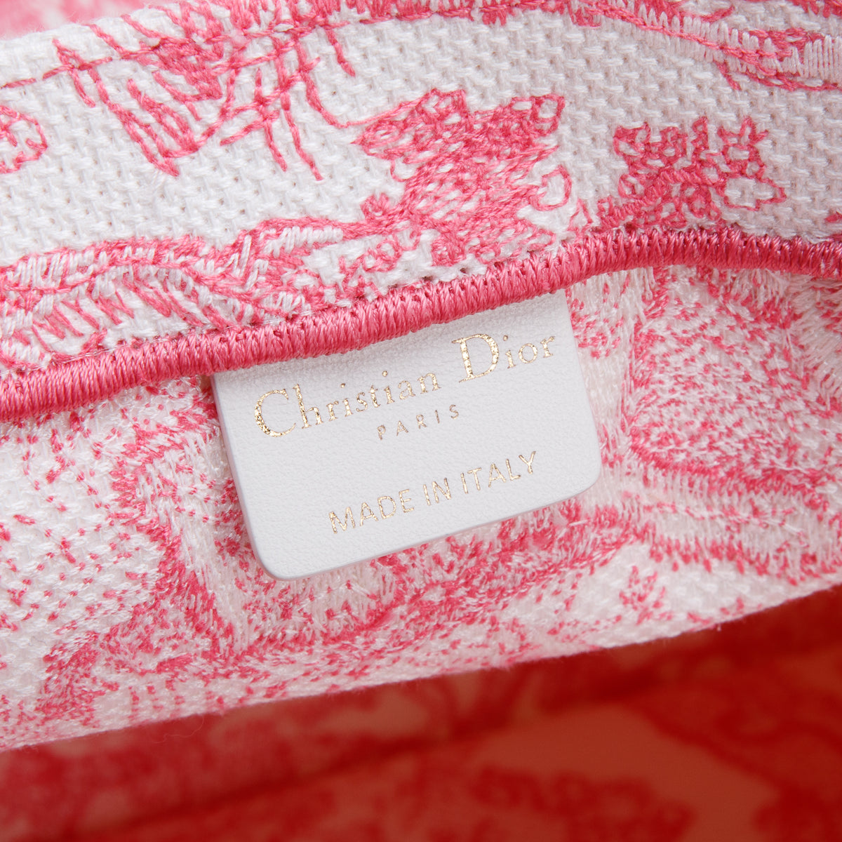 Christian Dior 2024 Pink Canvas Embroidered Medium Dioriviera Toile De Jouy Book Tote w/ Authenticity Card