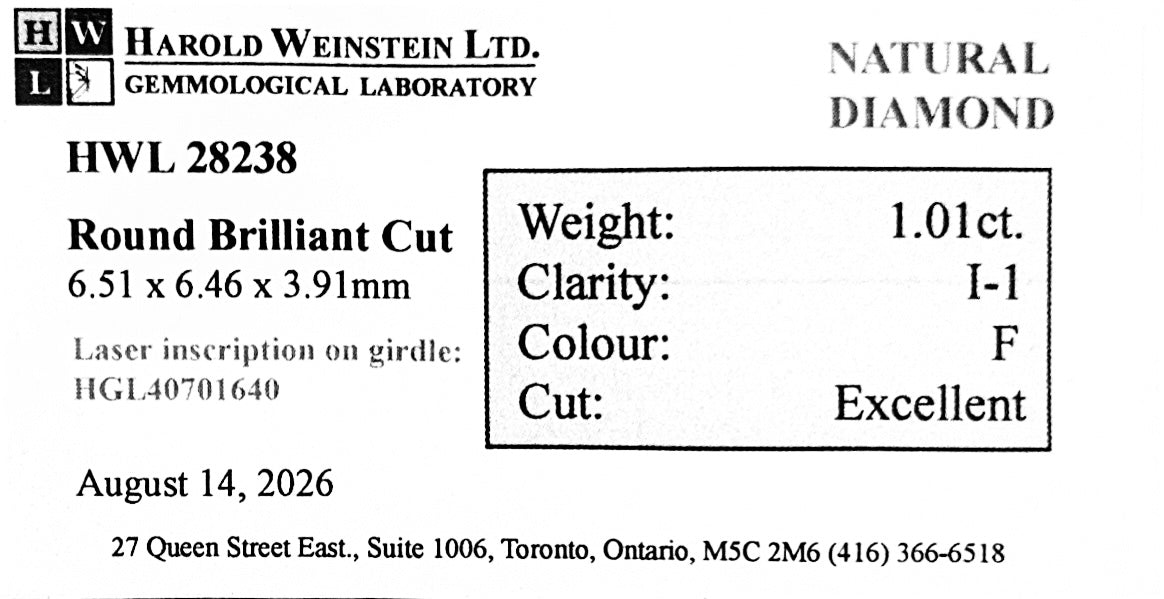 Natural 1.01 ct. Round Cut Loose Diamond