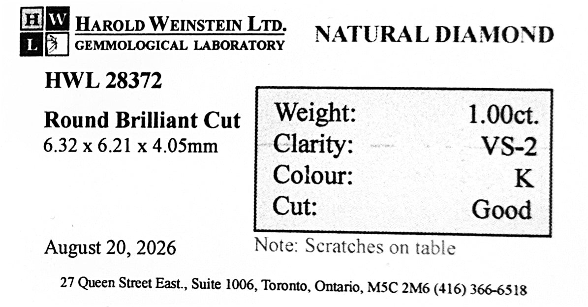 Natural 1.00 ct. Round Cut Loose Diamond