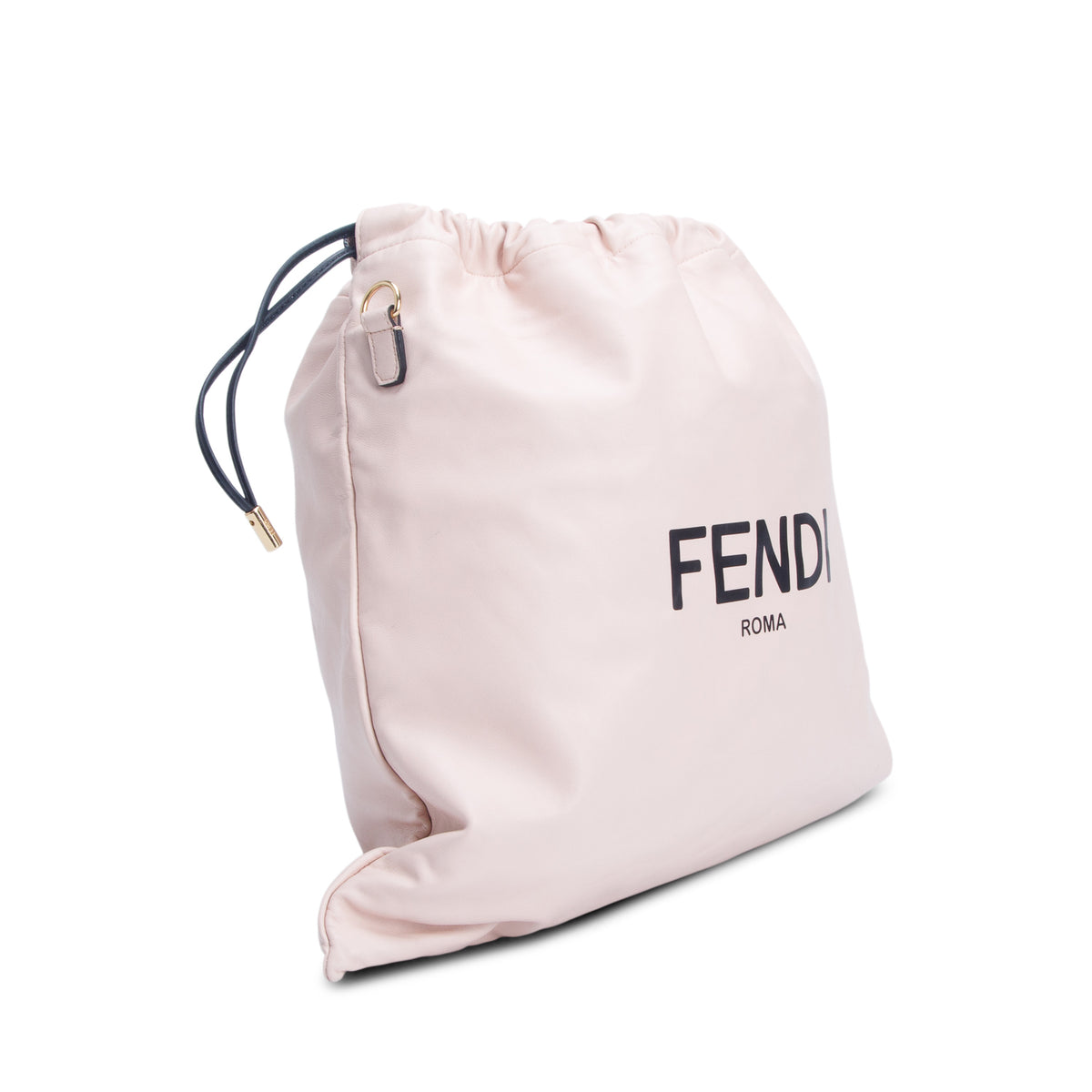Fendi Pink Soft Nappa Logo Drawstring Pouch Bag w/ Strap