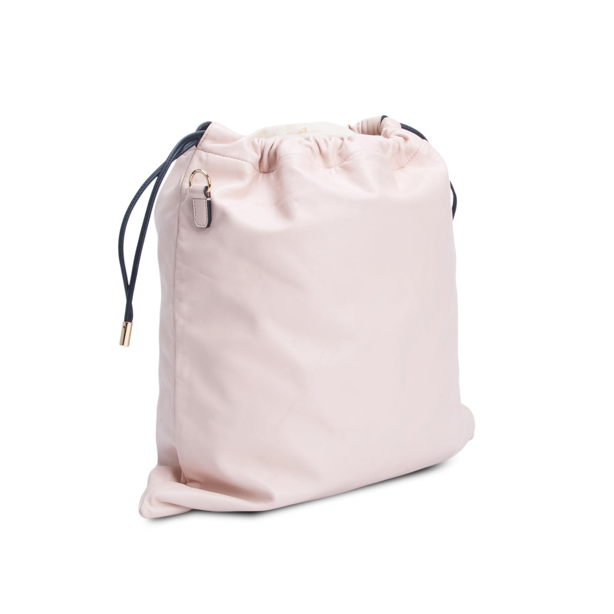 Fendi Pink Soft Nappa Logo Drawstring Pouch Bag w/ Strap