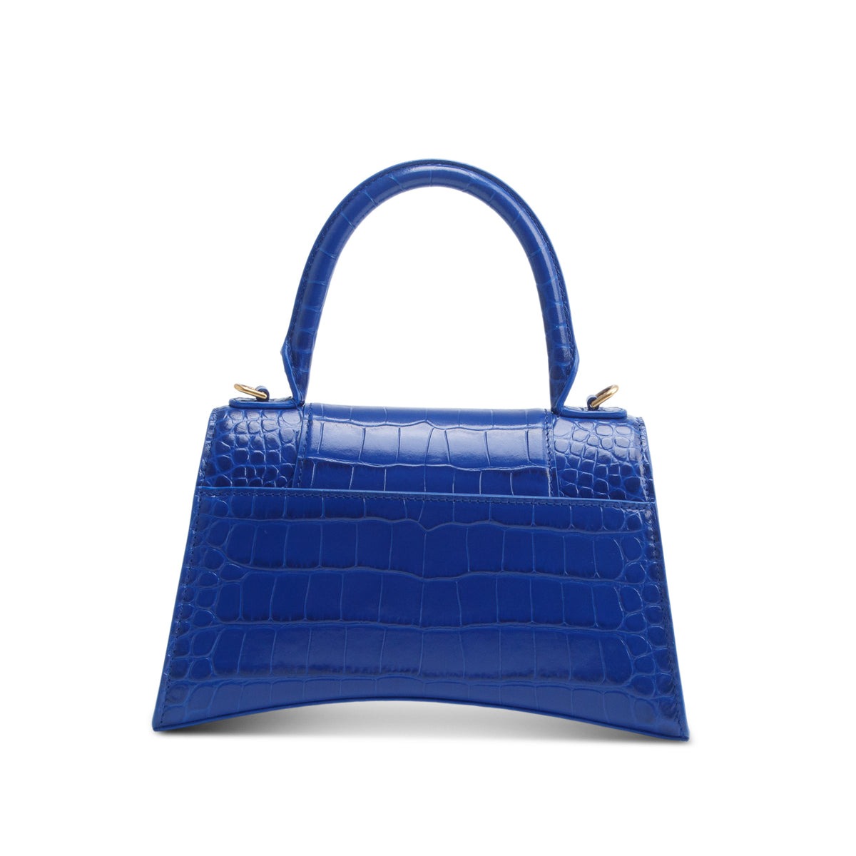 Balenciaga Blue Croc Embossed Leather Small Hourglass Top Handle Bag w/ Strap