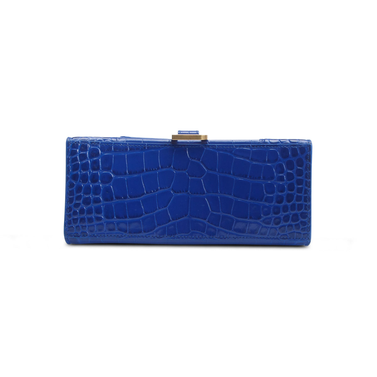 Balenciaga Blue Croc Embossed Leather Small Hourglass Top Handle Bag w/ Strap
