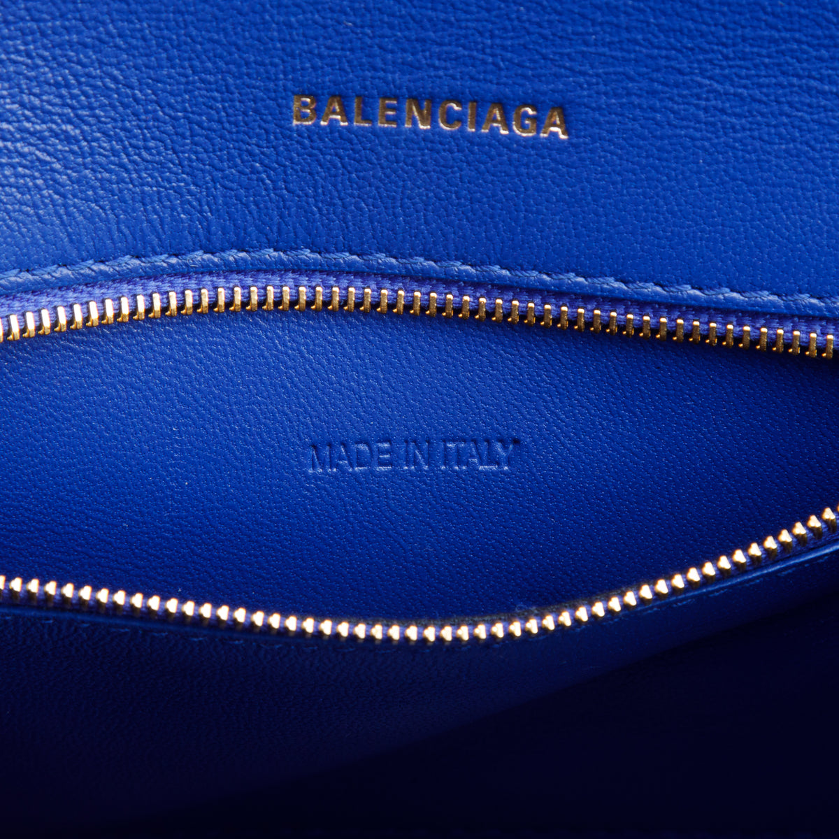 Balenciaga Blue Croc Embossed Leather Small Hourglass Top Handle Bag w/ Strap