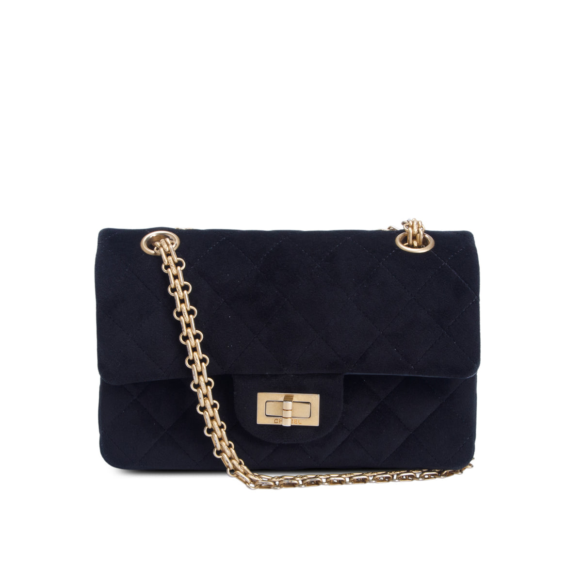 Chanel Black Velvet Quilted Mini 2.55 Reissue Flap w/ Authenticity Card