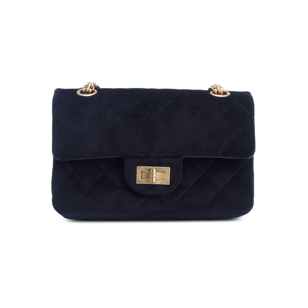 Chanel Black Velvet Quilted Mini 2.55 Reissue Flap w/ Authenticity Card