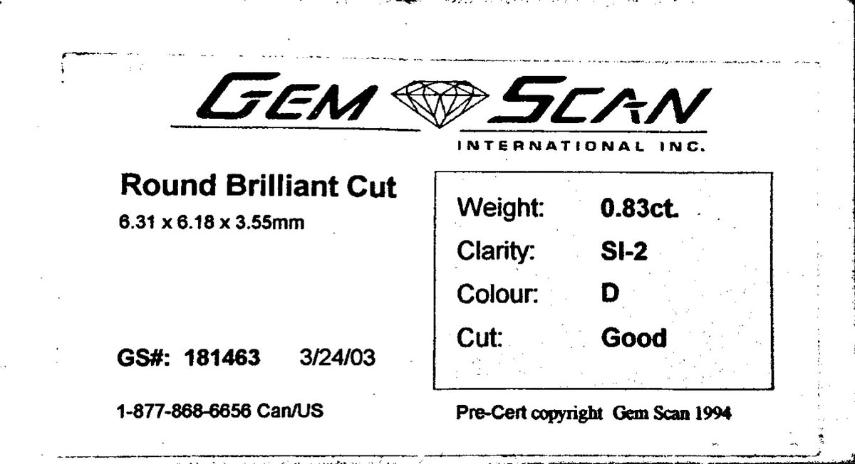 Natural 0.83 ct. Round Cut Loose Diamond