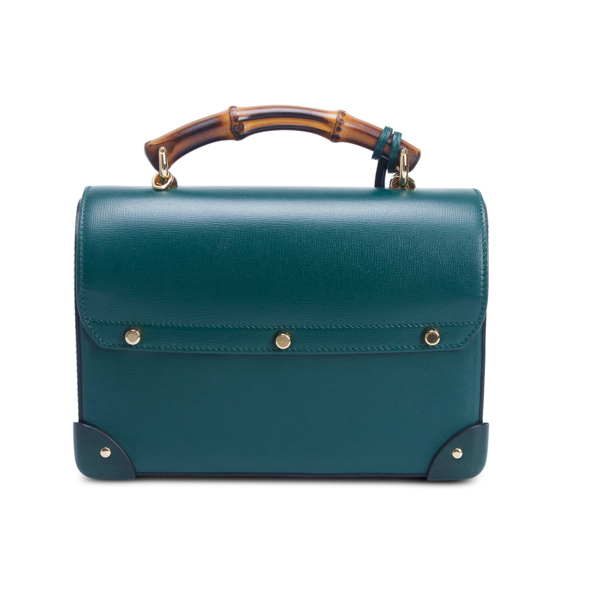 Gucci Green Azalea Calfskin Small Padlock Bamboo Shoulder Bag w/ Strap