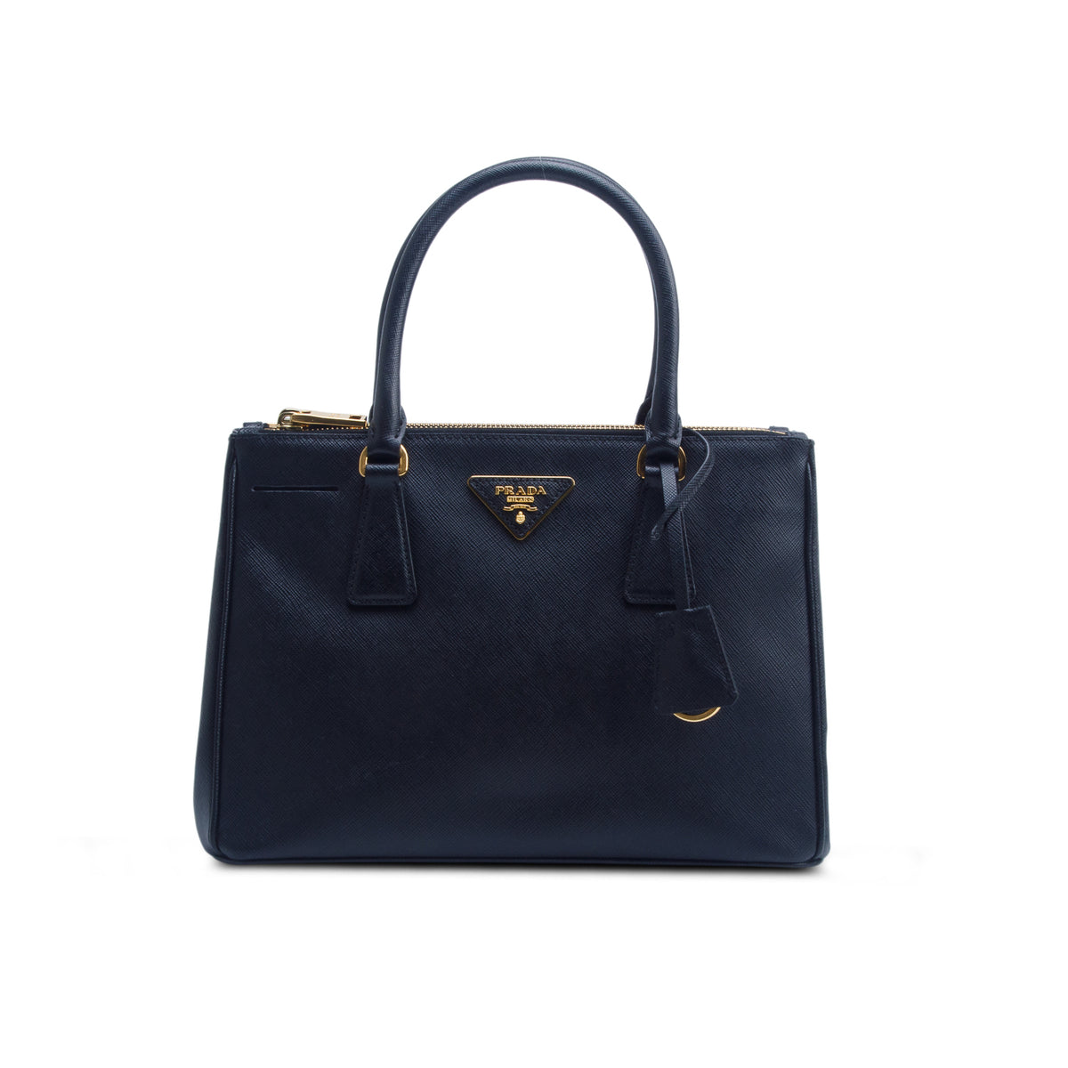 Prada Black Saffiano Leather Small Double Zip Galleria Tote w/ Authenticity Card & Strap