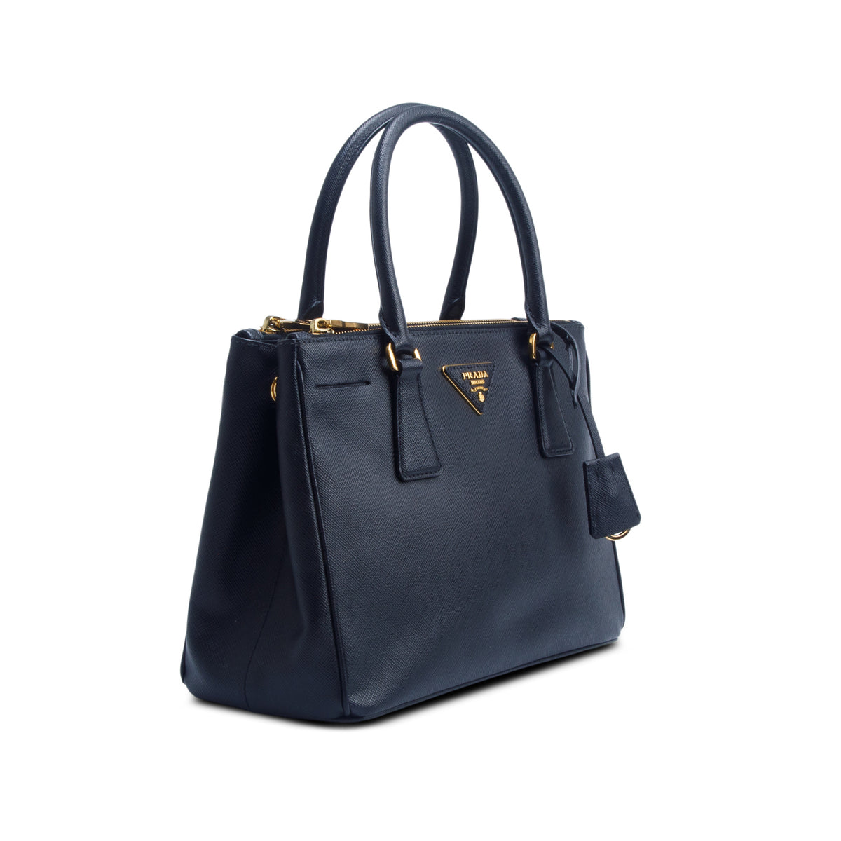 Prada Black Saffiano Leather Small Double Zip Galleria Tote w/ Authenticity Card & Strap
