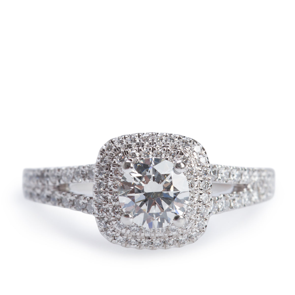 Platinum 0.59 ct. Round Brilliant Cut Diamond Engagement Ring, Size 5.75