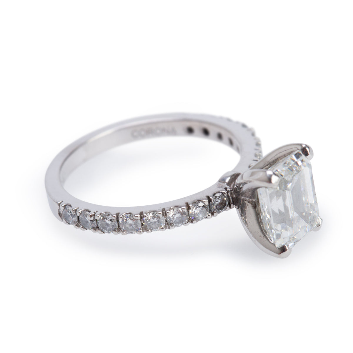 18k White Gold 2.00 ct. Emerald Cut Diamond Engagement Ring, Size 5 w/ GIA