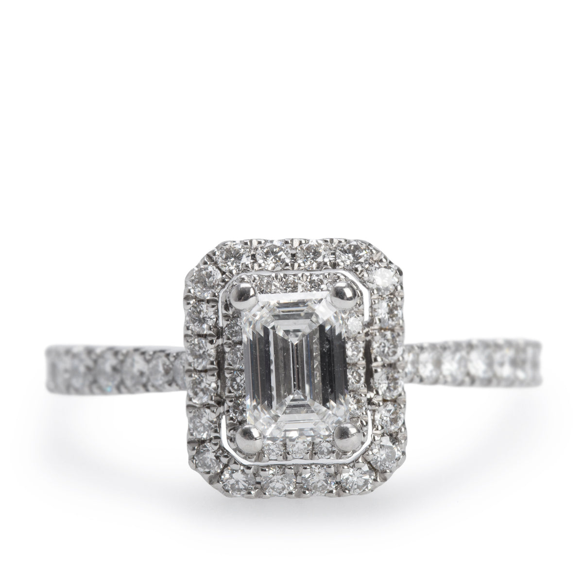 Vera Wang 14k White Gold 0.75 ct. Emerald Cut Diamond Engagement Ring, Size 6.5