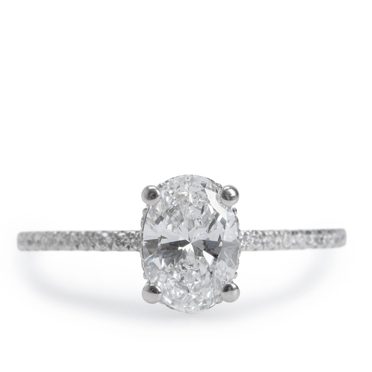 14k White Gold 0.91 ct. Oval Cut Diamond Engagement Ring, Size 5.5 w/ GIA