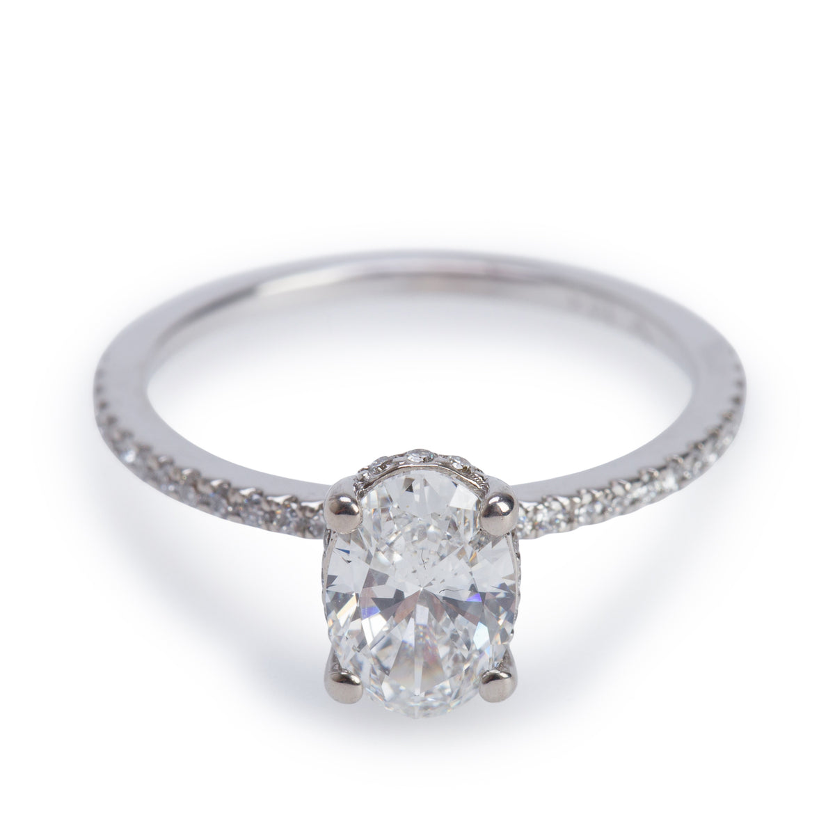 14k White Gold 0.91 ct. Oval Cut Diamond Engagement Ring, Size 5.5 w/ GIA
