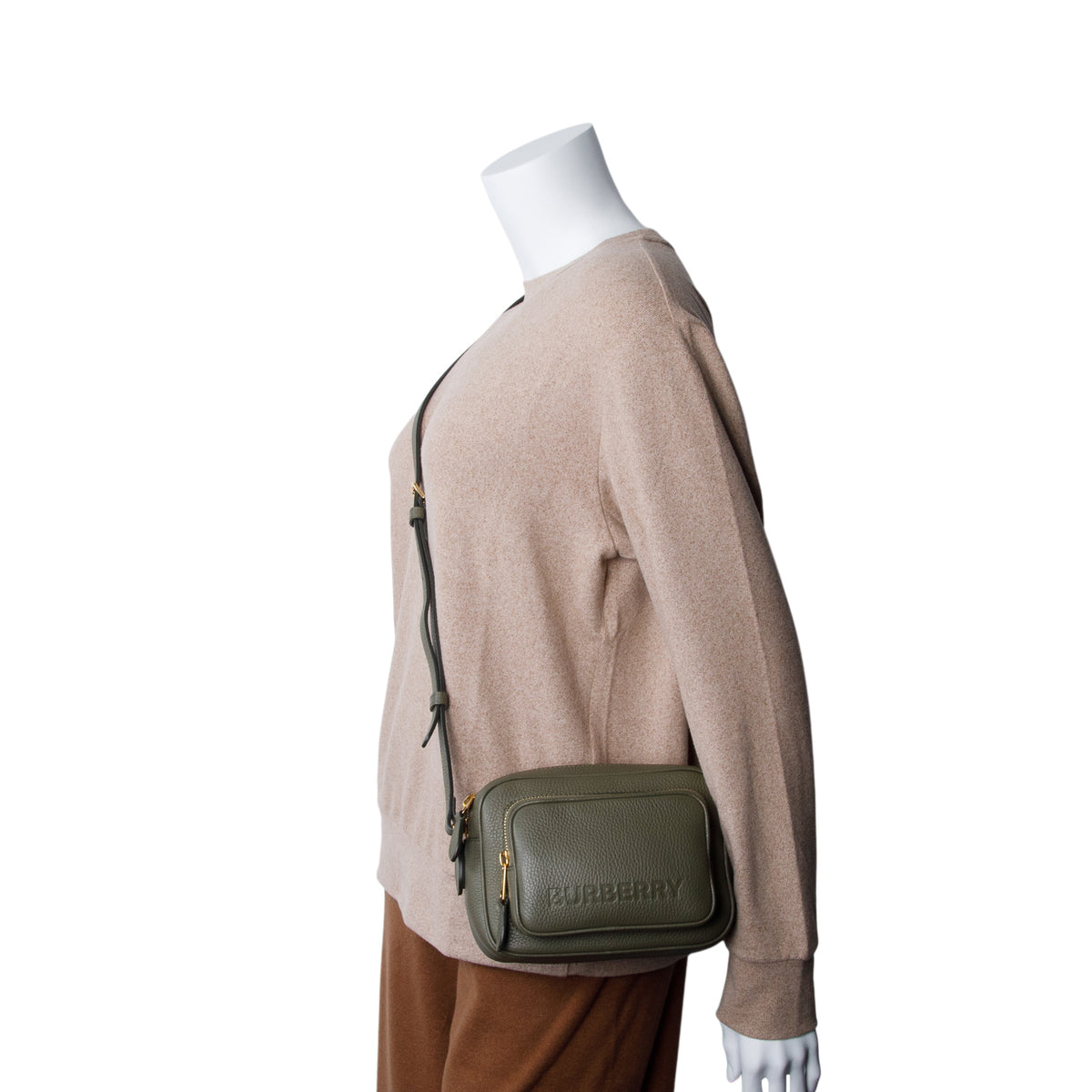 Burberry Green Grainy Leather Small Camera Bag