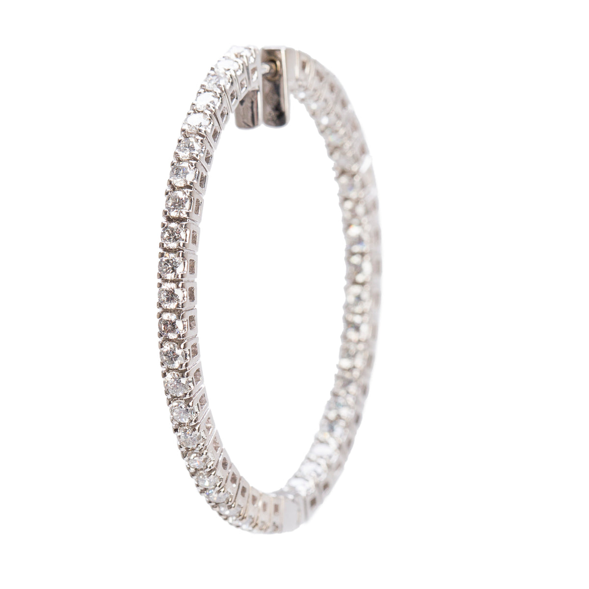 18k White Gold 2.10 tcw. Diamond Hoop Earrings