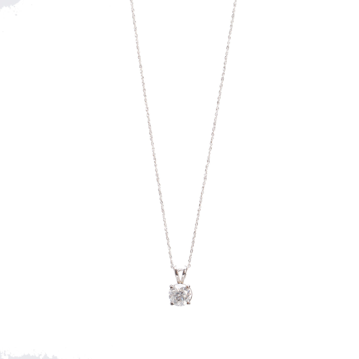 14k White Gold 1.22 ct. Diamond Solitaire Pendant Necklace
