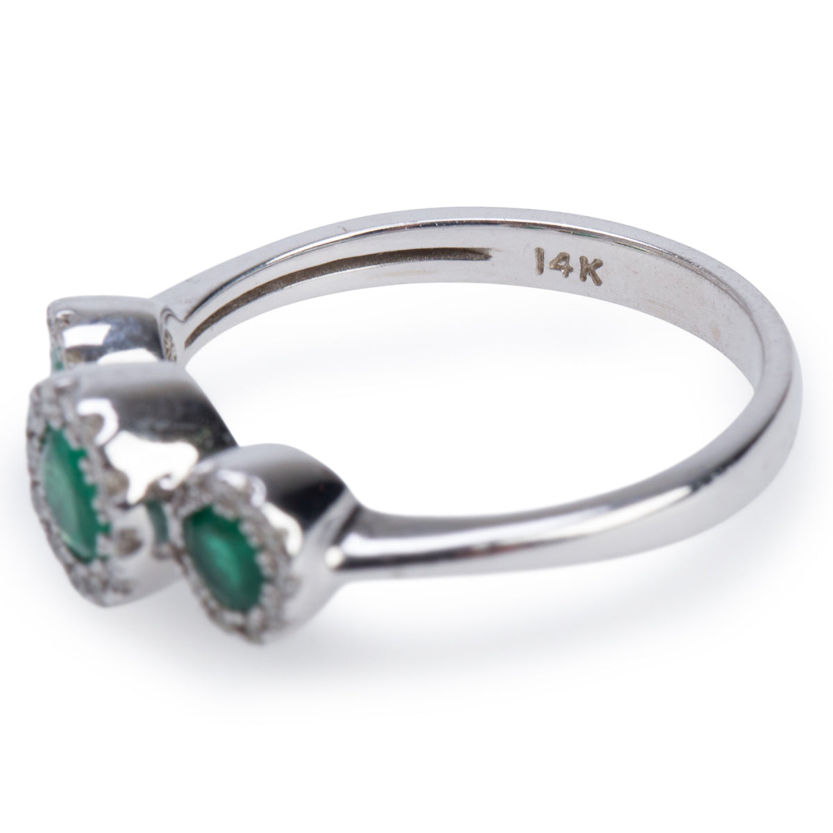 Effy 14k White Gold Emerald & Diamond Ring, Size 7.25