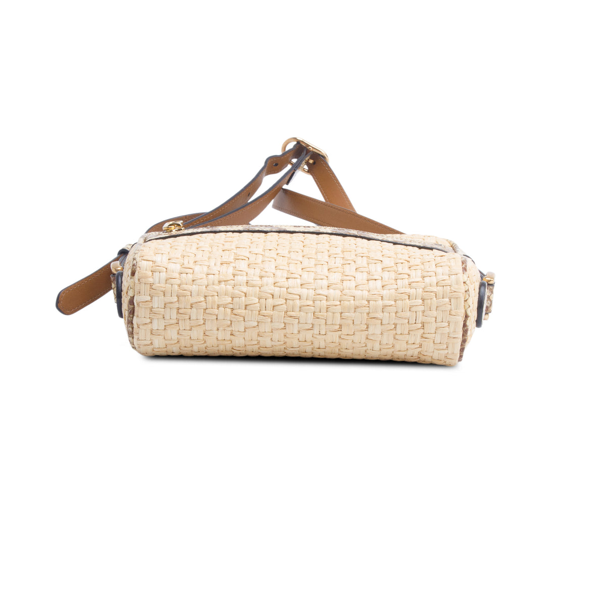 Gucci Natural Raffia Elaphe Mini Ophidia Shoulder Bag