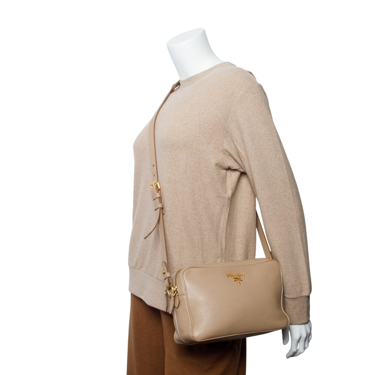 Prada Beige Vitello Phenix Camera Bag
