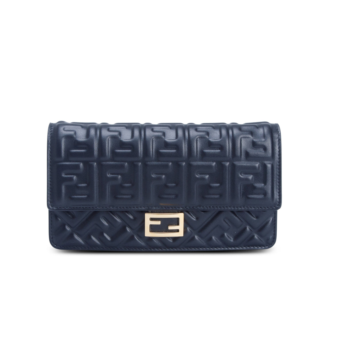 Fendi Black Nappa Matisse FF Embossed Tube Wallet on Chain w/ Straps