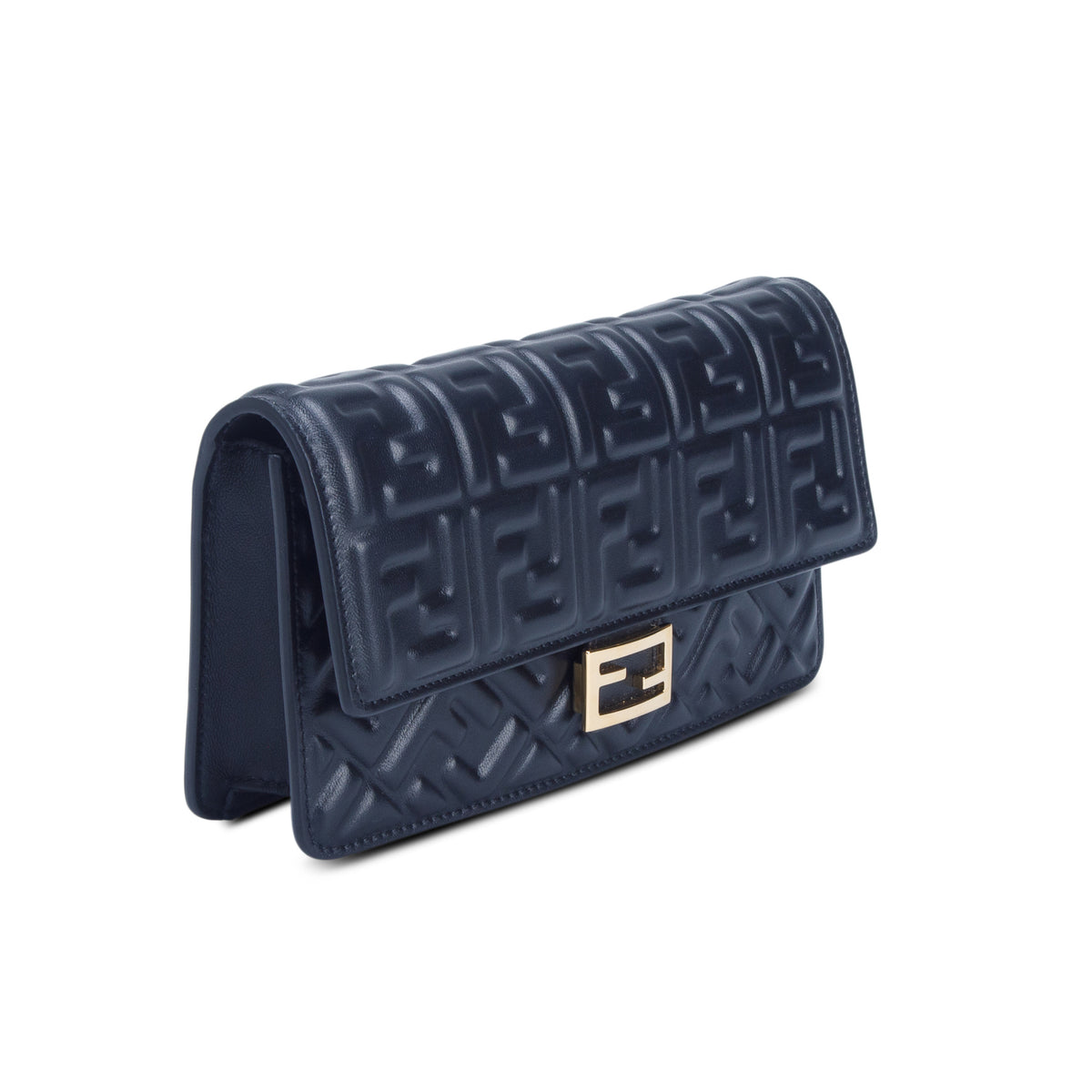 Fendi Black Nappa Matisse FF Embossed Tube Wallet on Chain w/ Straps