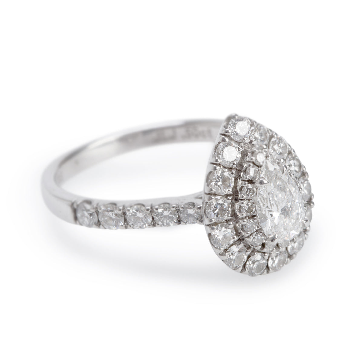 14k White Gold 0.50 ct. Pear Shaped Diamond Engagement Ring, Size 7