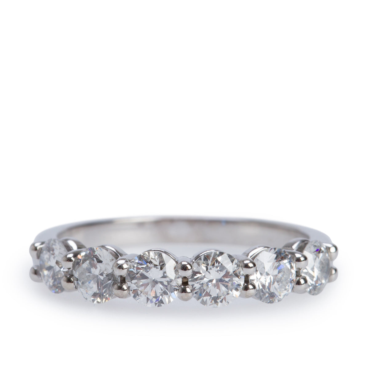 18k White Gold 1.00 tcw. Five Diamond Band Ring, Size 4.75