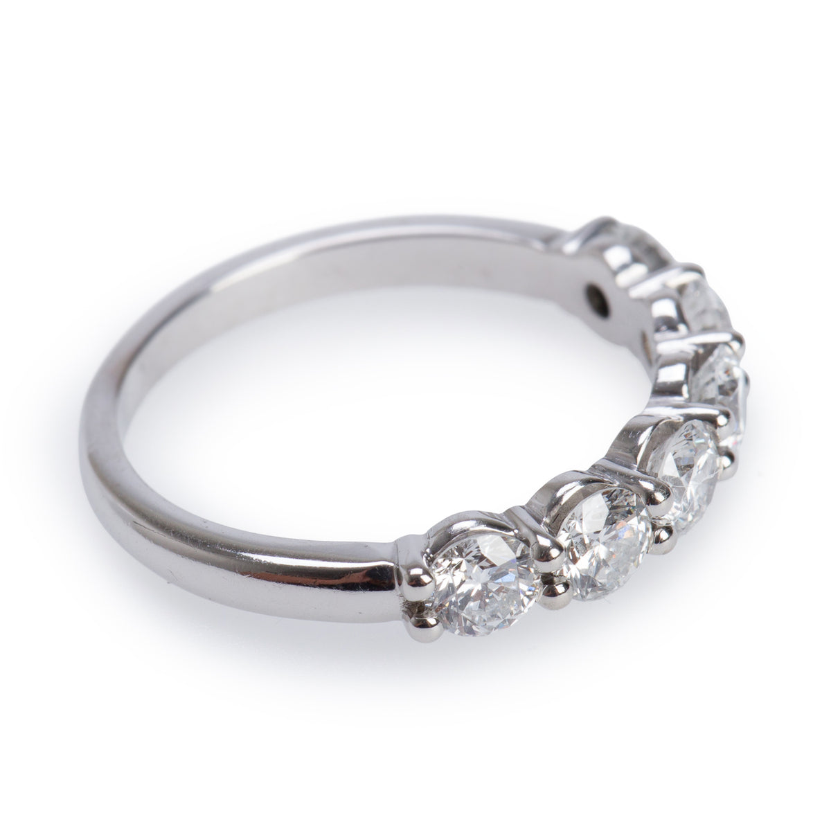 18k White Gold 1.00 tcw. Five Diamond Band Ring, Size 4.75