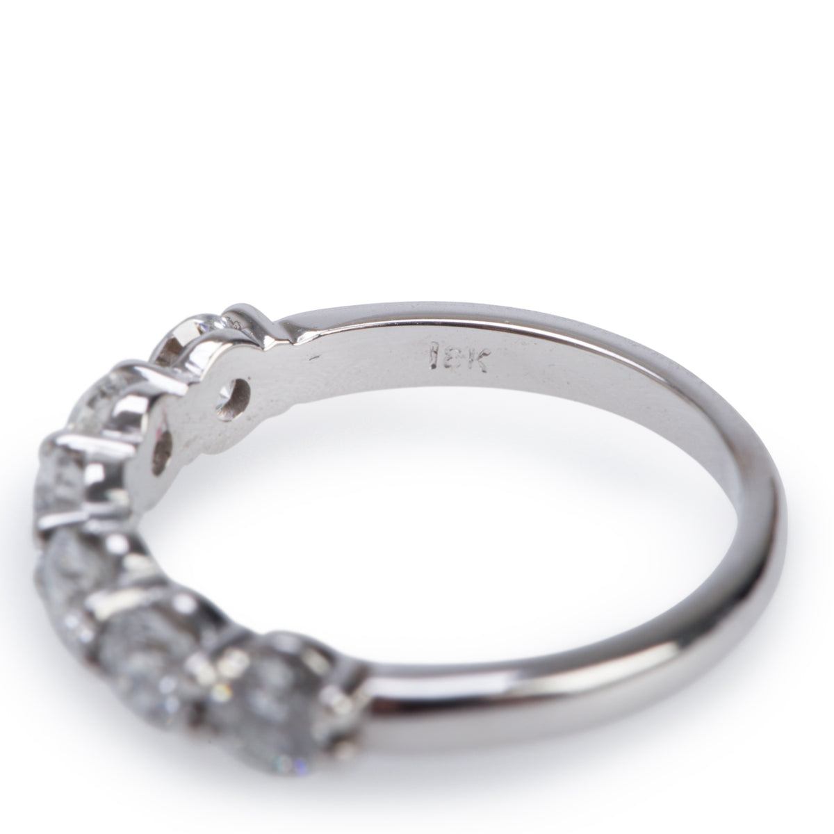 18k White Gold 1.00 tcw. Five Diamond Band Ring, Size 4.75
