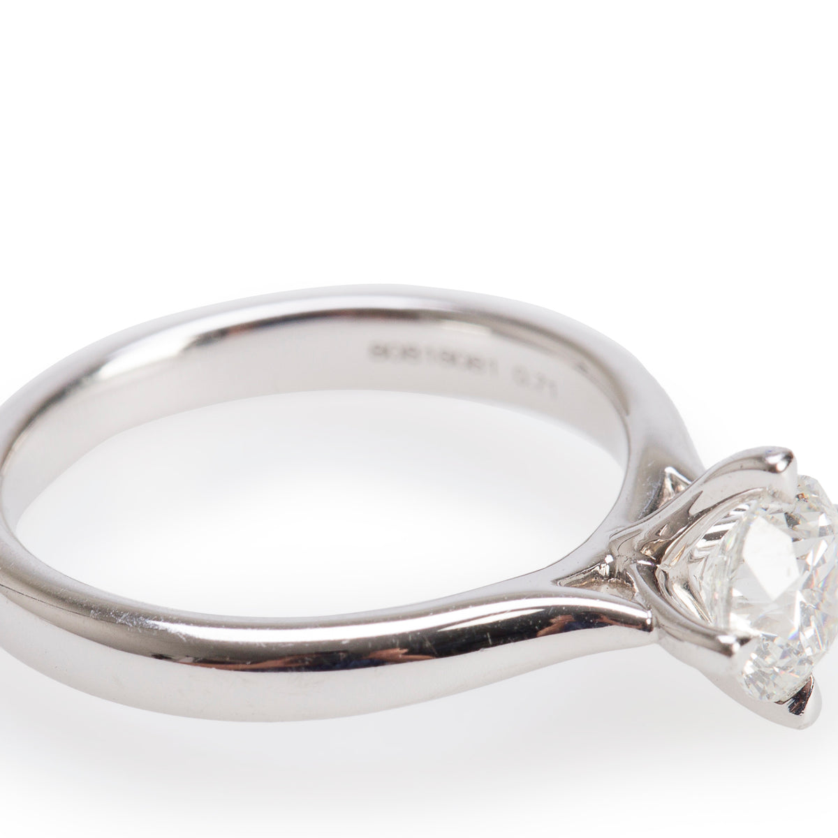 Birks Platinum 0.71 ct. Round Brilliant Cut Diamond Solitaire Engagement Ring, Size 4.5 w/ Box
