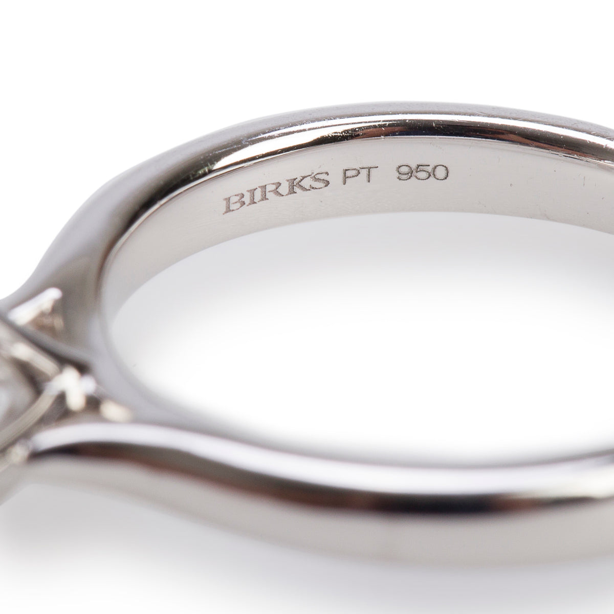 Birks Platinum 0.71 ct. Round Brilliant Cut Diamond Solitaire Engagement Ring, Size 4.5 w/ Box