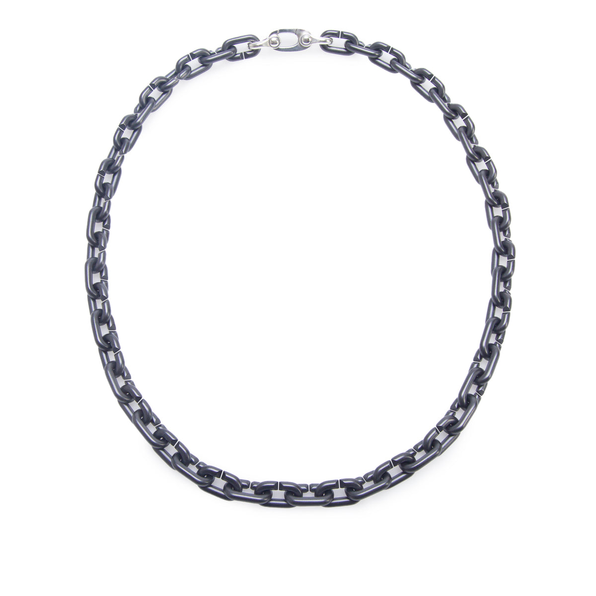David Yurman Black Titanium Sterling Silver Steamline Link Necklace